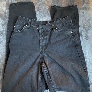 Mid/High Waisted Straight Leg Black Denim Jeans